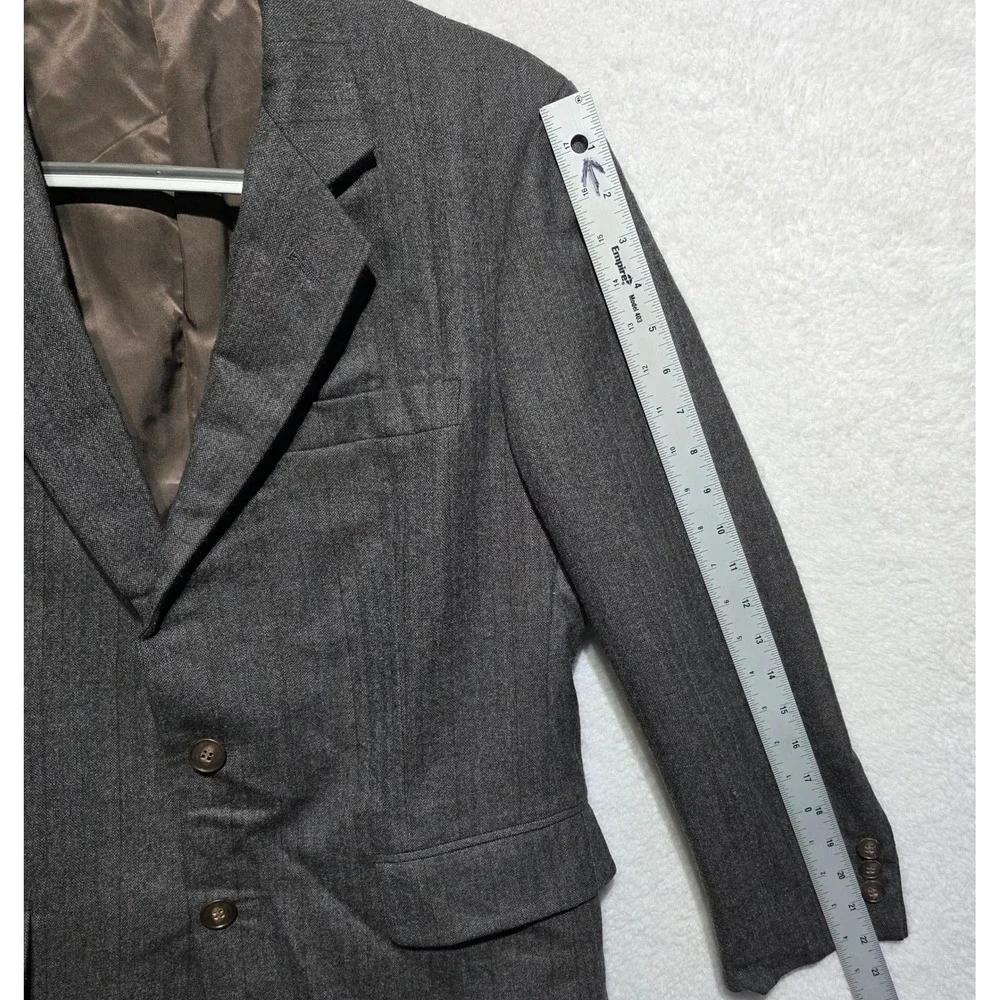 Vintage SASSON Mens Gray Herringbone Blazer Jacket Size S 37 Wool Blend - Picture 14 of 15